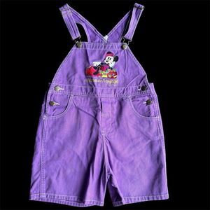The Disney Store 90’s Vintage Minnie Mouse Embroidered Overalls Kid Core Purple